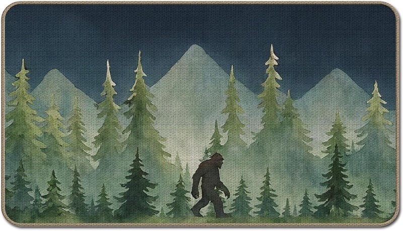 GTYNU Funny Bigfoot Sasquatch Forest Doormat 17 x 30,Camping Camper Gifts for Women,Big Foot Sasquatch Gifts,Camper RV Must Haves,Camping Decor Door Mat,RV Rug Door Mats for Indoor Outside Entrance - Image 1